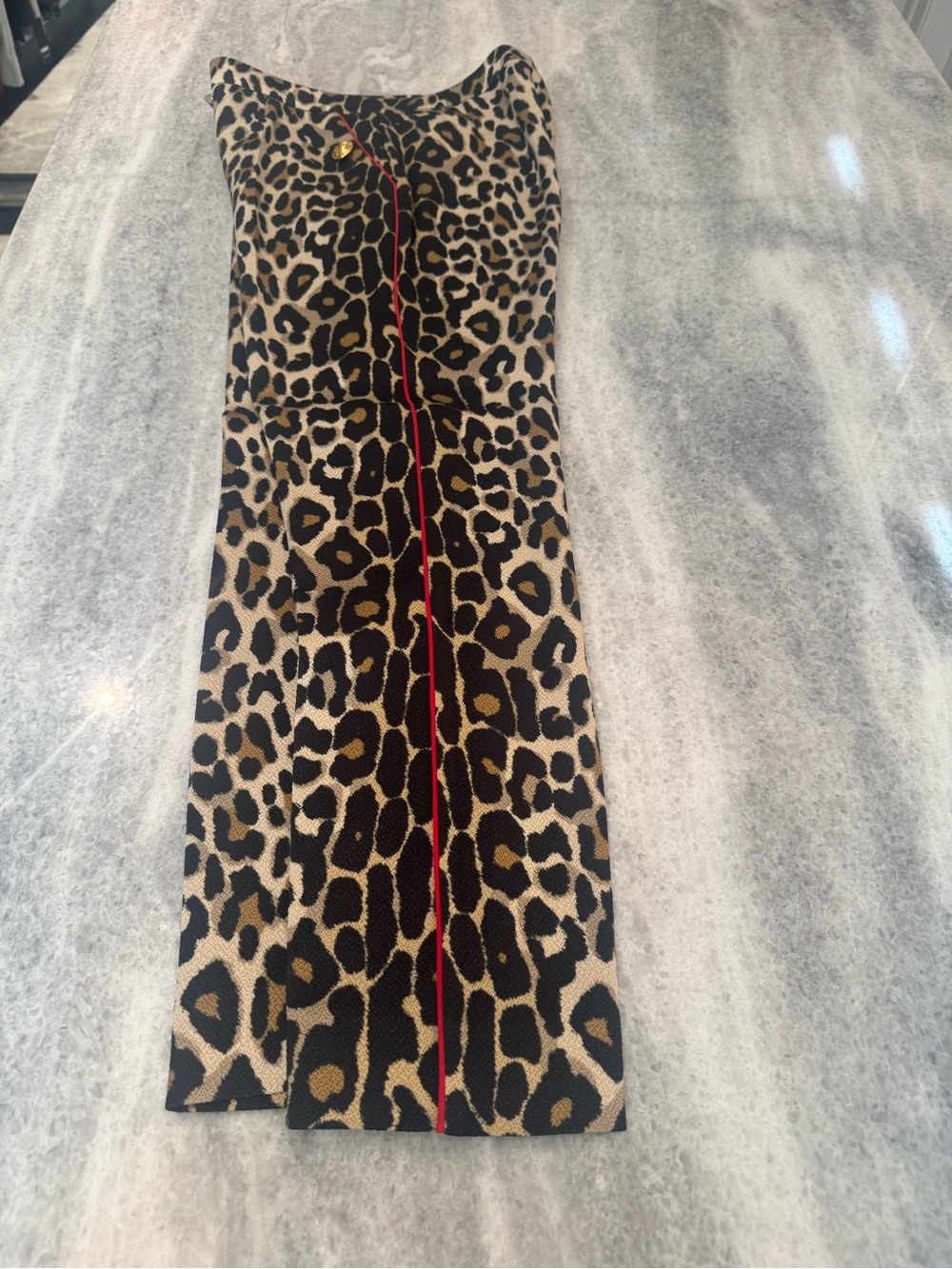 Escada Leopard Print Cropped Pants with Red Trim